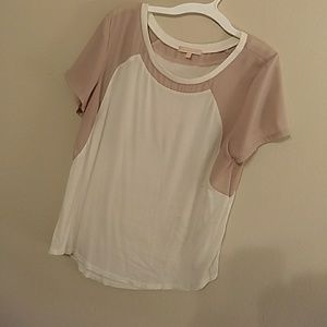 Tan and cream blouse